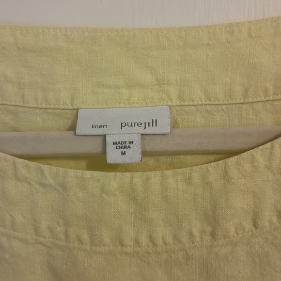 J. Jill Pure Jill 100% Linen Top Butter Yellow Boxy Boatneck Lagenlook Coastal - Picture 3 of 6